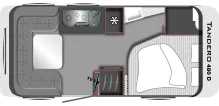 Grundriss Tag LMC Tandero 480 D mit Dachklimaanlag, Radträger
