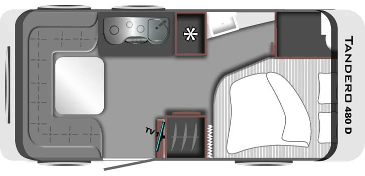 Grundriss Tag LMC Tandero 480 D mit Dachklimaanlag, Radträger