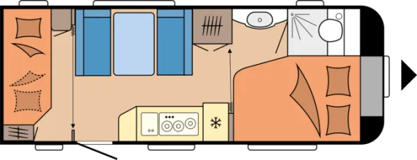 Tagesgrundriss Hobby De Luxe 540 KMFe