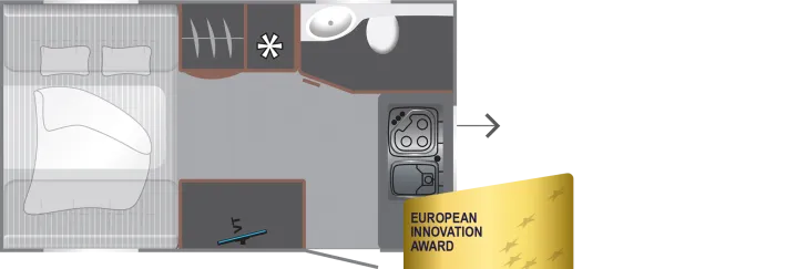 Grundriss Tag LMC Style 400 F - mit Klappbett