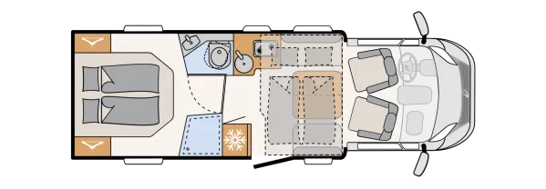 Tagesgrundriss Dethleffs Just Camp T 7052 DBL