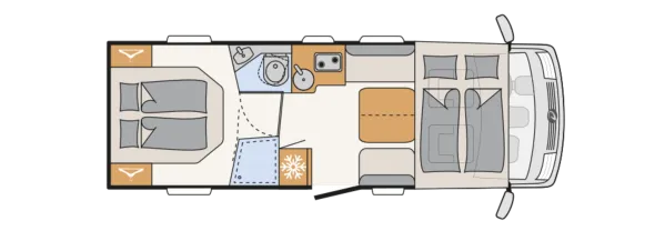 Tagesgrundriss Dethleffs Trend I 7057 DBL