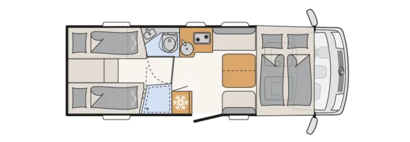 Tagesgrundriss Dethleffs Trend I 7057 EBL
