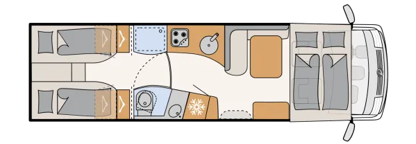 Tagesgrundriss Dethleffs Globetrotter XL I 7850-2 EB