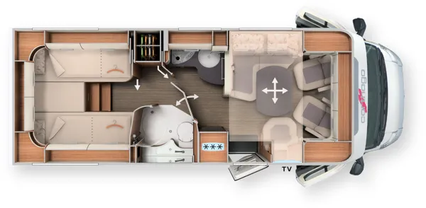 Tagesgrundriss Carthago C1-tourer T 148 KB-LE comfort 4.2t