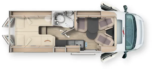 Tagesgrundriss Malibu Van First Class - Two Rooms 640 LE RB charming GT skyview