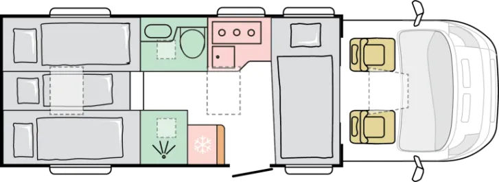 Grundriss Nacht Adria Coral 670 DL 60 Years - Verfügbar ab 06/2026