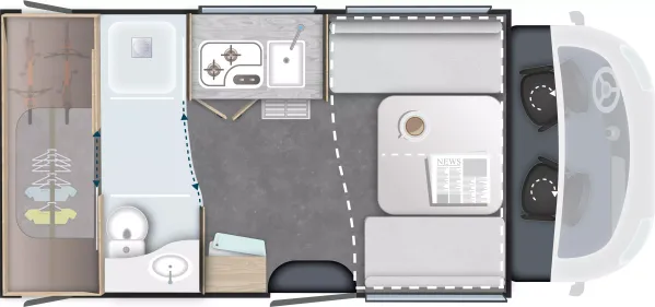Tagesgrundriss Chausson Teilintegrierte 650 Titanium Line