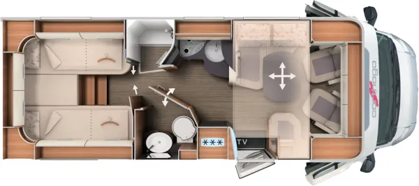 Tagesgrundriss Carthago C1-tourer T 145 RB-LE comfort 4.2t