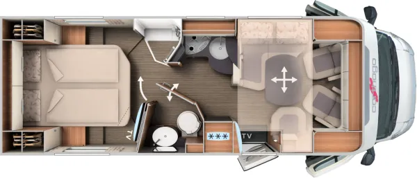 Tagesgrundriss Carthago C1-tourer T 148 RB-QB „K“ comfort 4.2 t