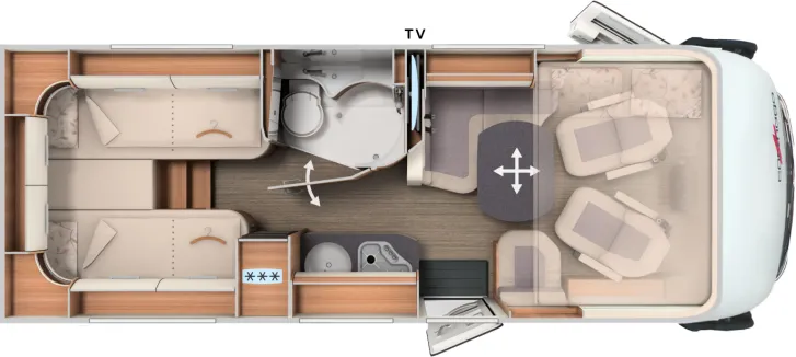 Grundriss Tag Carthago C2-tourer I 143 KB-LE lightweight 3.5t