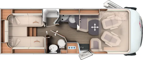 Tagesgrundriss Carthago C2-tourer I 145 RB-LE comfort 4.2t