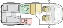 Grundriss Nacht Adria Twin 600 SLB - mit Einzelbetten