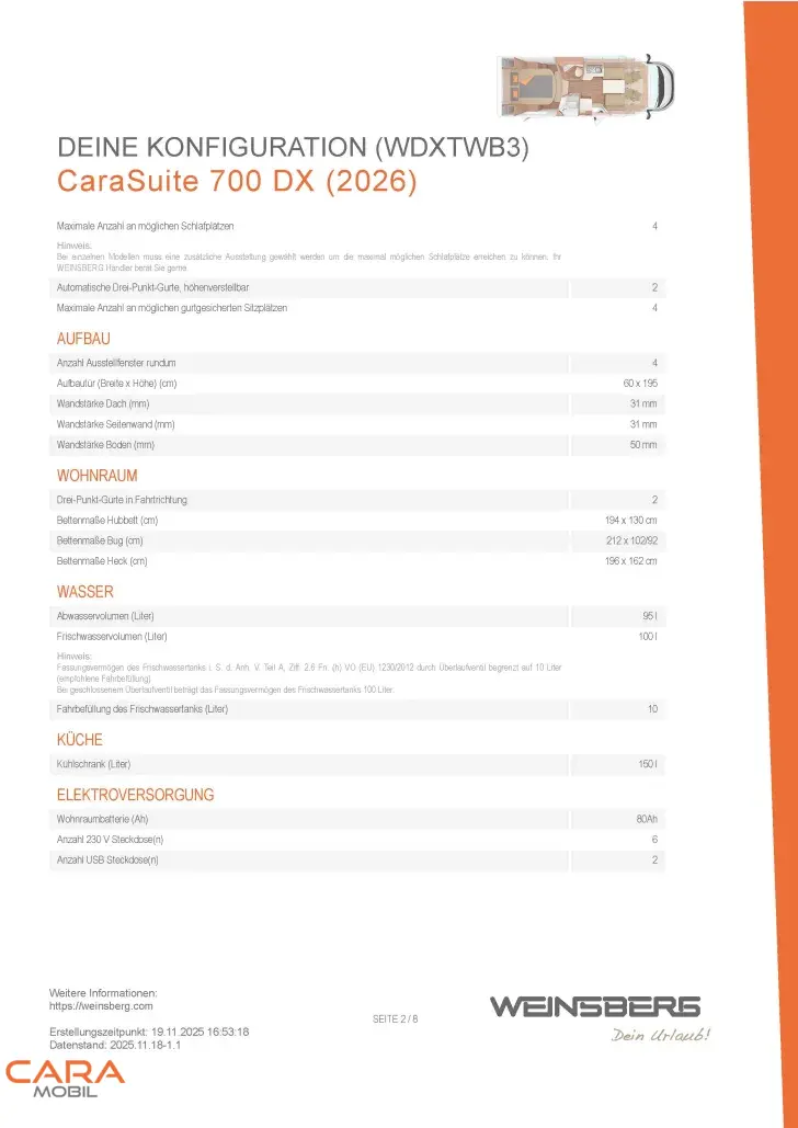 Fahrzeugbild Weinsberg CaraSuite 700 DX Im Zulauf #4