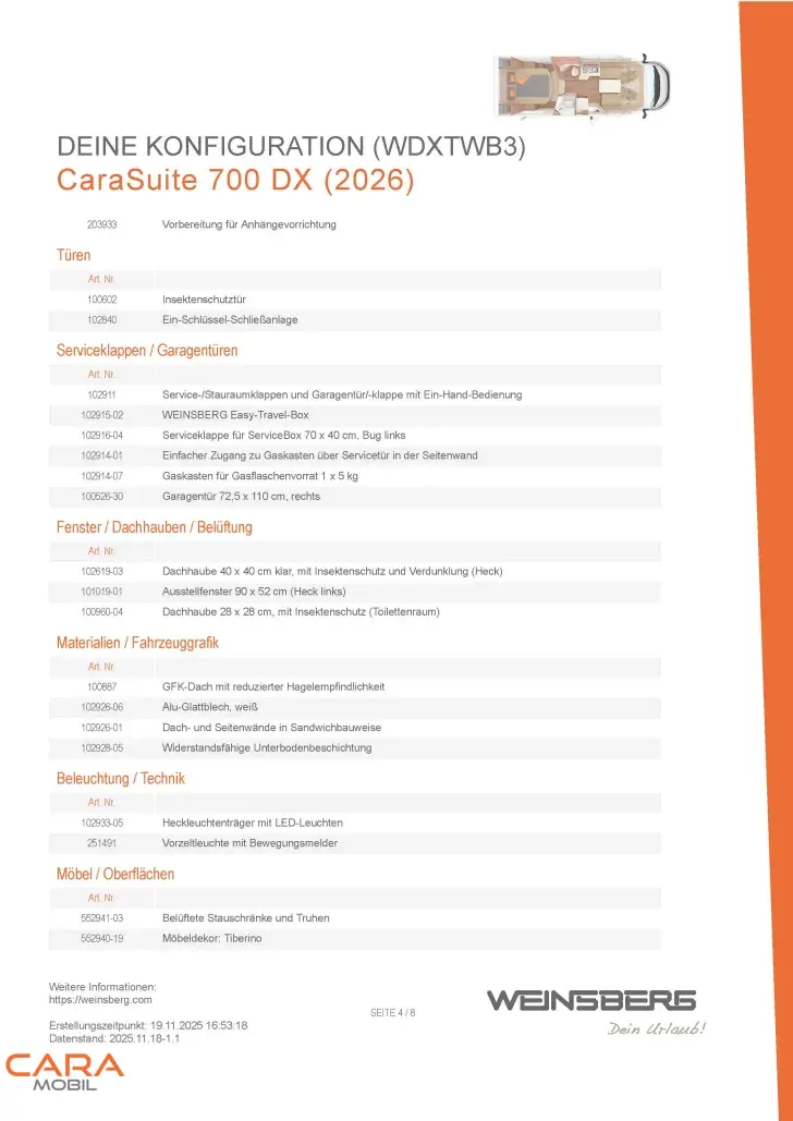 Fahrzeugbild Weinsberg CaraSuite 700 DX Im Zulauf #6