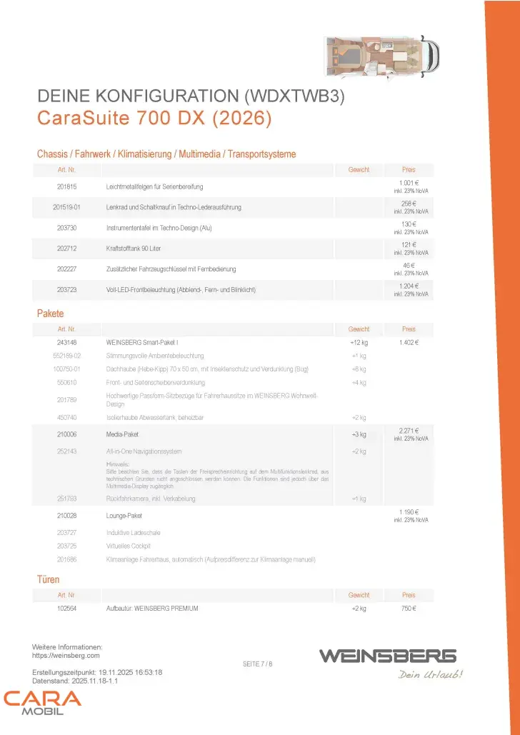Fahrzeugbild Weinsberg CaraSuite 700 DX Im Zulauf #9