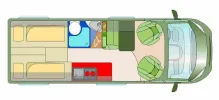 Grundriss Tag Roadcar R 640 mit Längsbetten