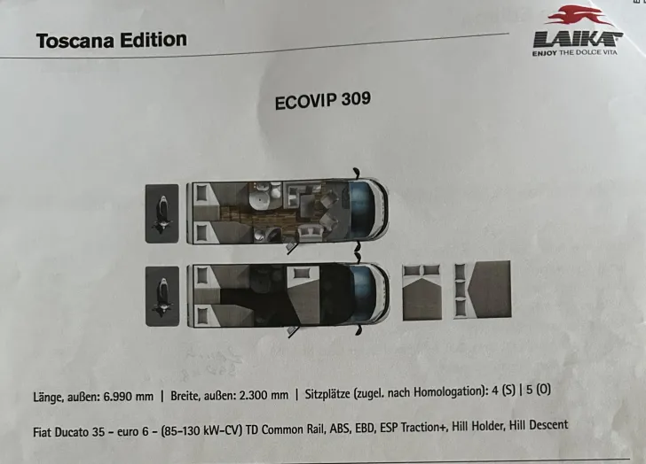 Grundriss Tag Laika Ecovip 309 sehr gut Gepflegt TOP